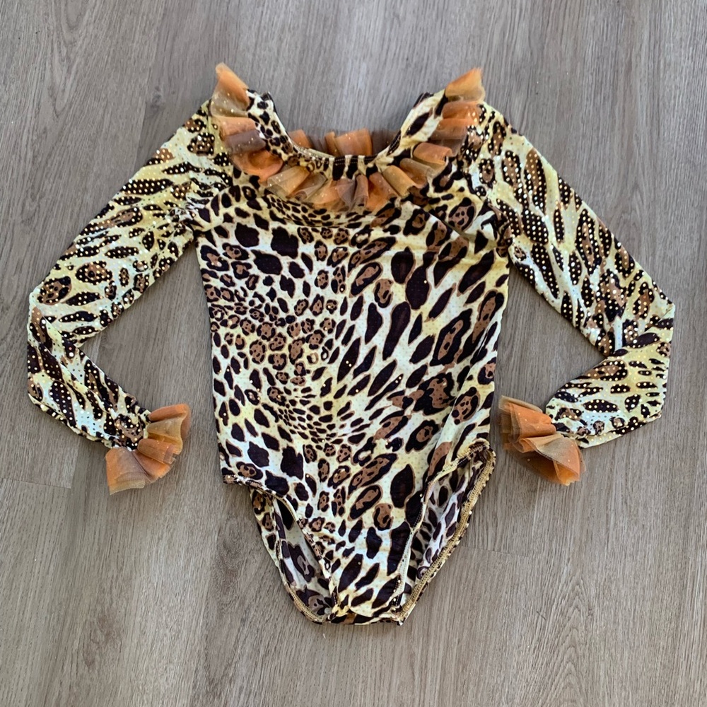 3/$25 Weissman dance gymnastics leopard cheetah animal print leotard costume LG